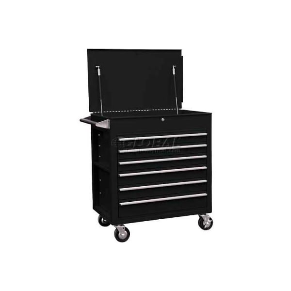Sunex 34-1/2inW X 20inD X 39-1/2inH 6 Drawer Black Tool Cabinet W/ Clamshell Lid 8057BK - main
